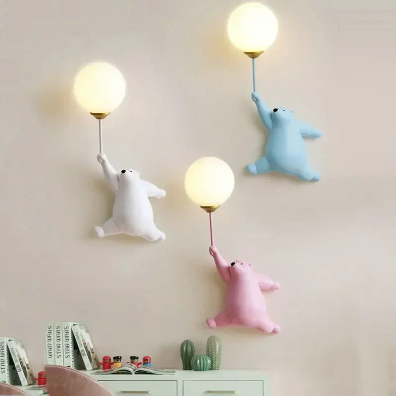 DecorBites™ Bear Moon Wall Lamp: Modern Cartoon Light for Kids' Bedroom Décor
