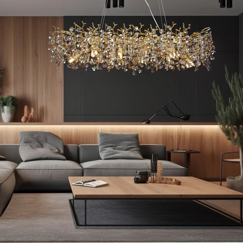 ثريا كريستالية كبيرة DecorBites™ لغرفة الطعام - إضاءة نورديك LED معلقة للجزيرة