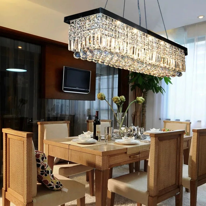 Modern Silver Crystal Chain Pendant Chandelier