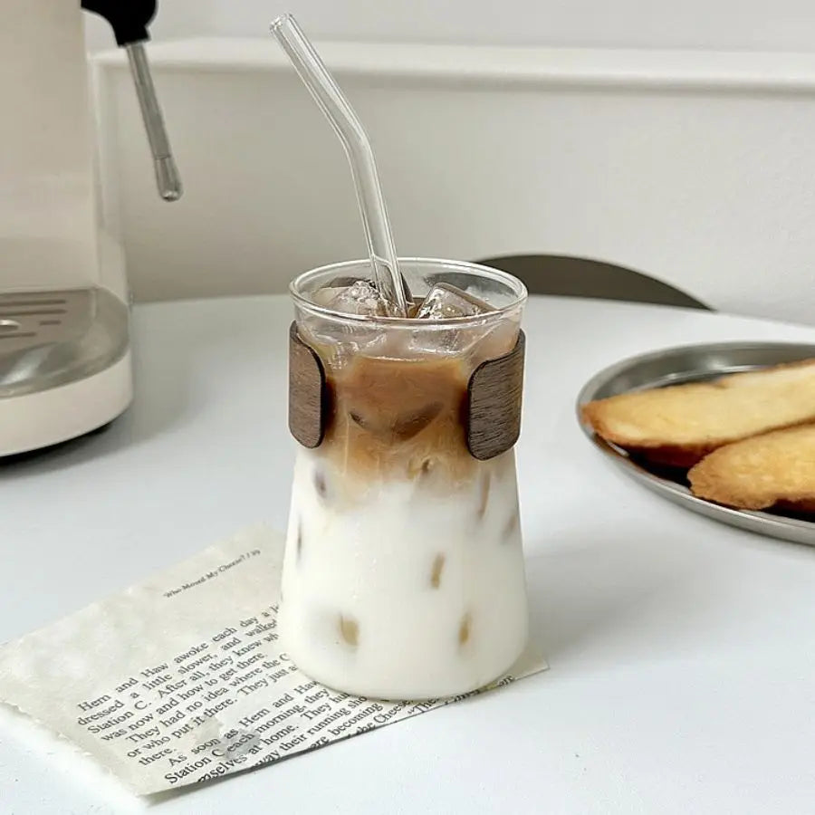DecorBites™ Glass Iced Latte Coffee Cup for Hot/Cold Beverages