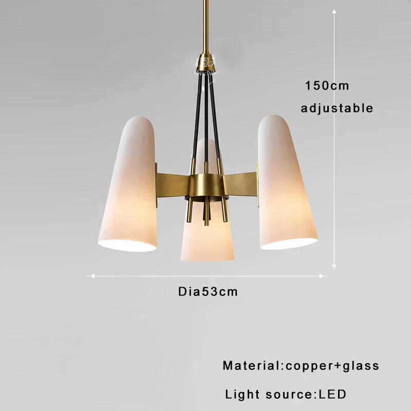 DecorBites™ Elegant White Glass Cup Chandeliers for Luxe Living Room