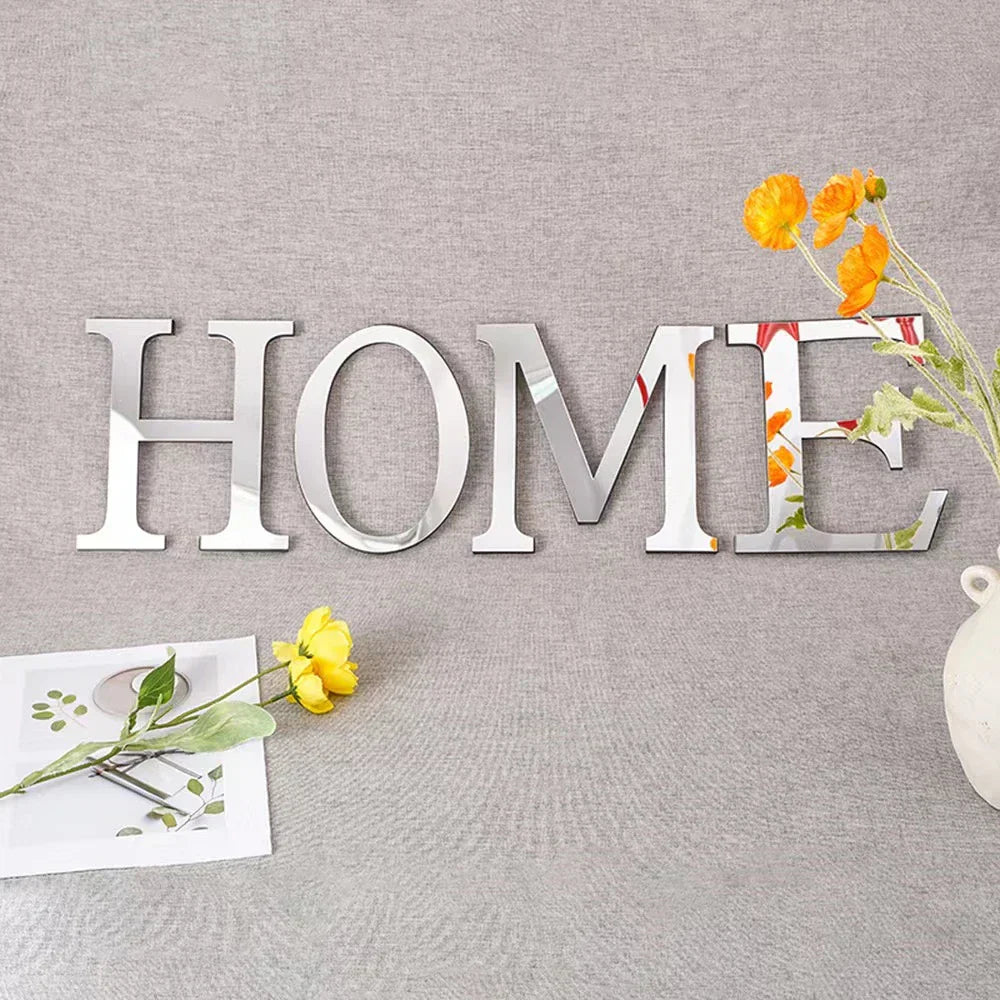 DecorBites™ 20cm Gold/Silver 3D Mirror Letters Wall Stickers For Home Decor