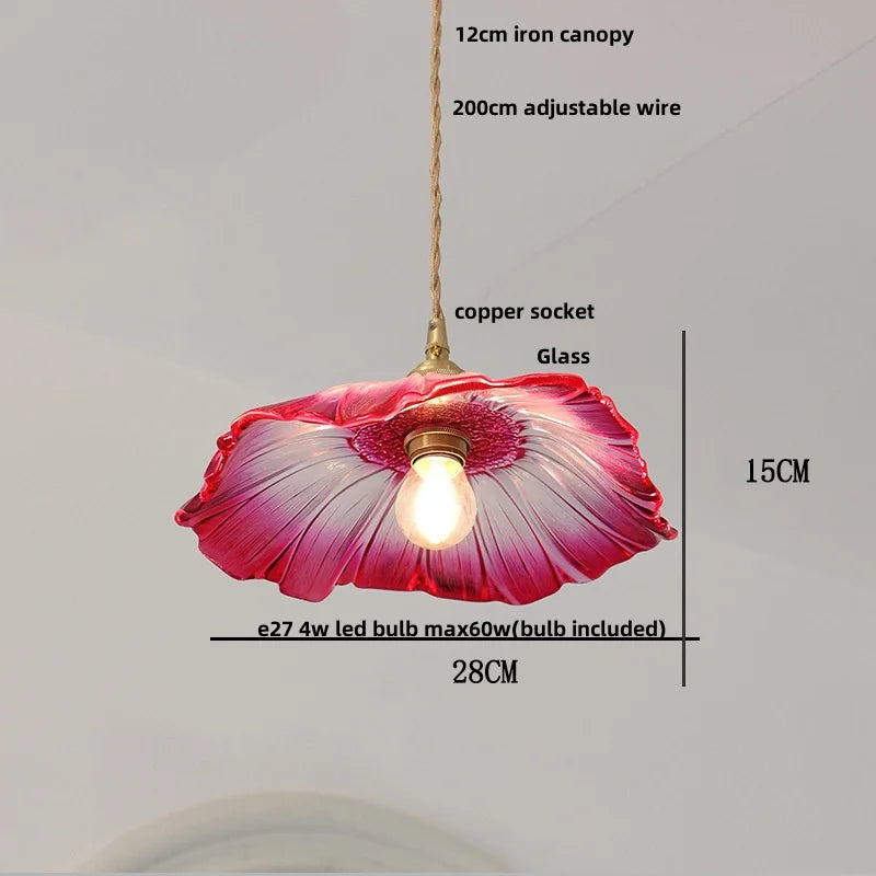 DecorBites™ Amber Flower Glass LED Pendant Lights for Home Decor