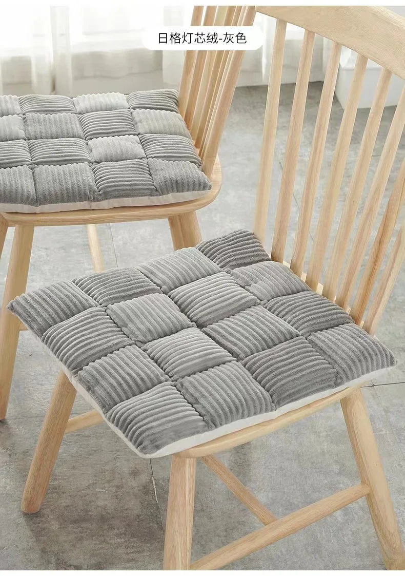 DecorBites™ Corduroy Cushion: Plaid Thickened Office Chair, Dining Chair, Sofa Floor Cushion