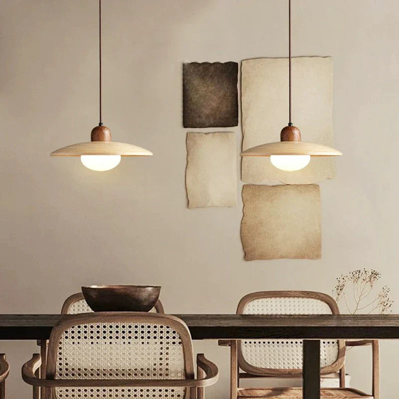 DecorBites™ مصباح معلق خشبي بتصميم ياباني لغرفة النوم وديكور المطعم