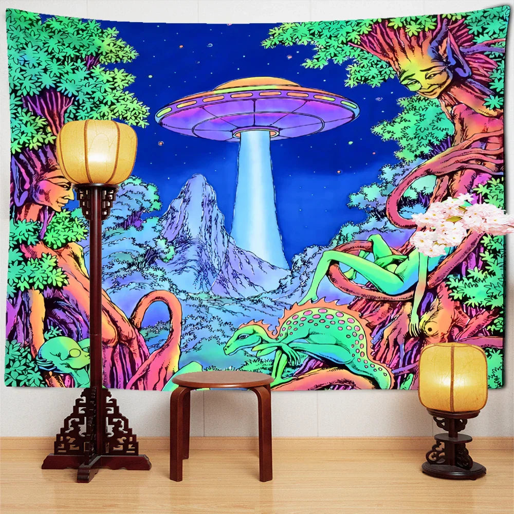 مفروشات DecorBites™ الجدارية تحت الماء بتصميم قنديل البحر: فن فضائي سريالي لديكور المنزل