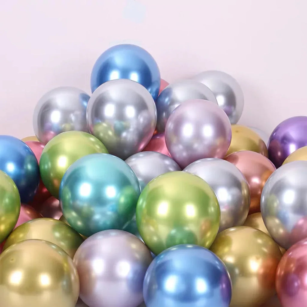 DecorBites™ 12-Inch Metal Latex Confetti Balloon Set for Wedding, Birthday, Party Decorations