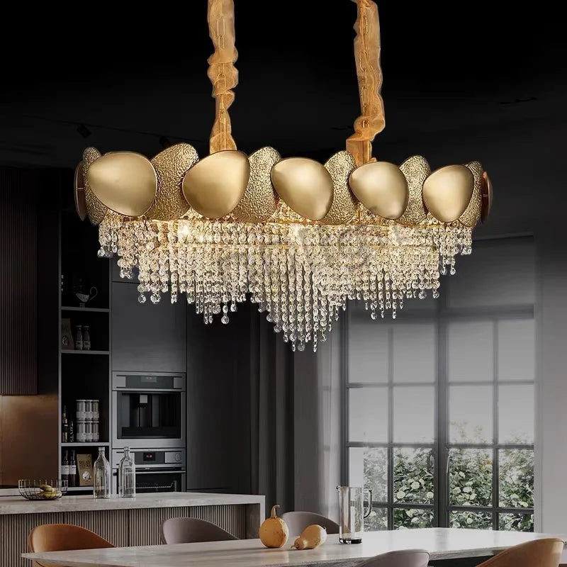DecorBites™ Crystal Tassles Pendant Light: Modern Luxury Chandelier for Living Room