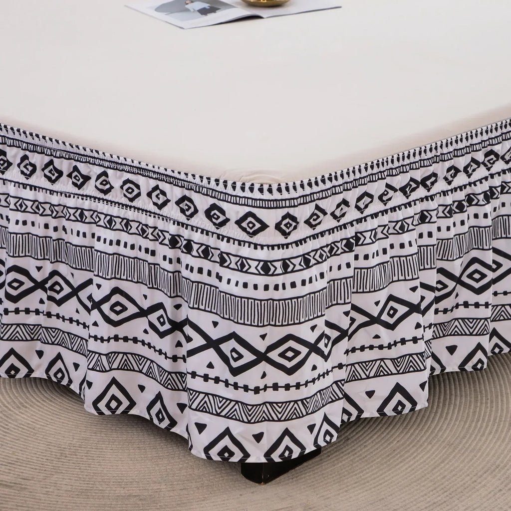 DecorBites™ Elastic Band Diamond Lattice Ruffled Bed Skirt for Queen Size Mattress
