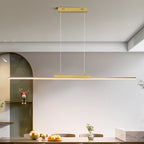 Modern Minimalist LED Pendant Light for Dining Room Adjustable Linear Chandelier in Gold Dimmable Hanging Lamp Fixture for Home