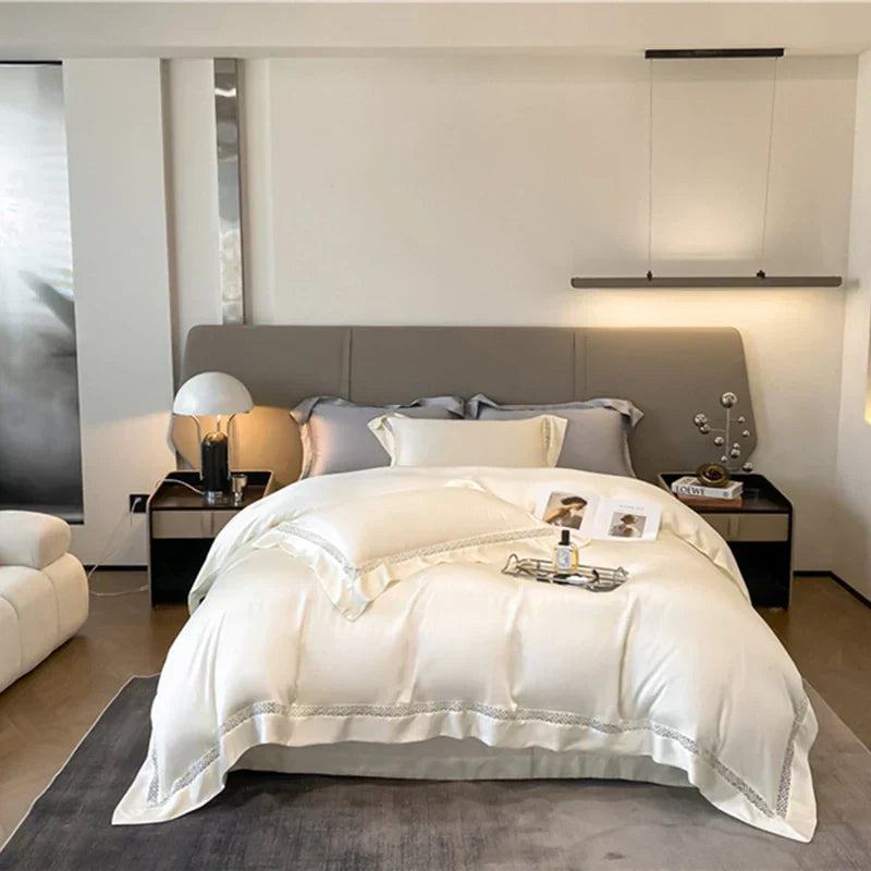 DecorBites™ Eucalyptus Fiber Lace Bedding Set for Soft, Silky & Cool Skin-friendly Comfort