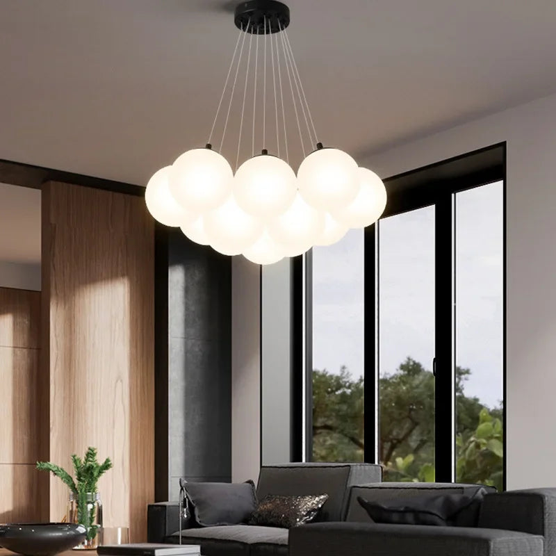 DecorBites™ Glass Ball LED Pendant Light for Home Decor, Nordic Style Chandelier for Living Room