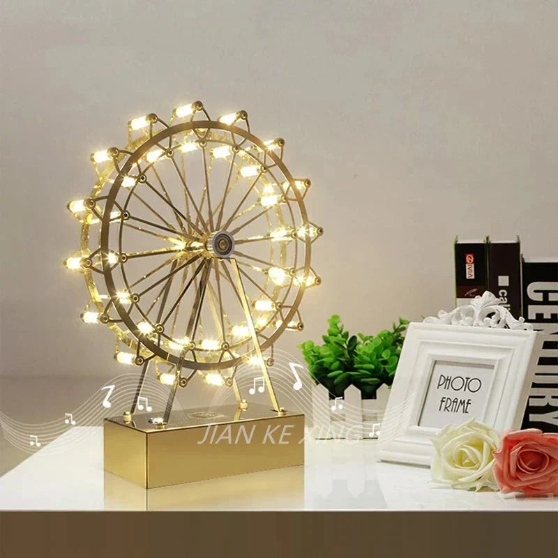 مصباح الطاولة الدولاب الدائري LED من DecorBites™ لديكور غرفة النوم، إضاءة ليلية من الفولاذ المقاوم للصدأ