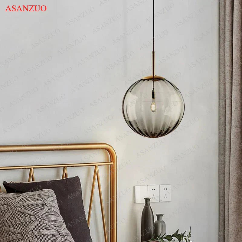 مصباح DecorBites™ المعلق الكروي الزجاجي: إضاءة LED نورديكية عصرية للمنزل والمطعم وغرفة المعيشة