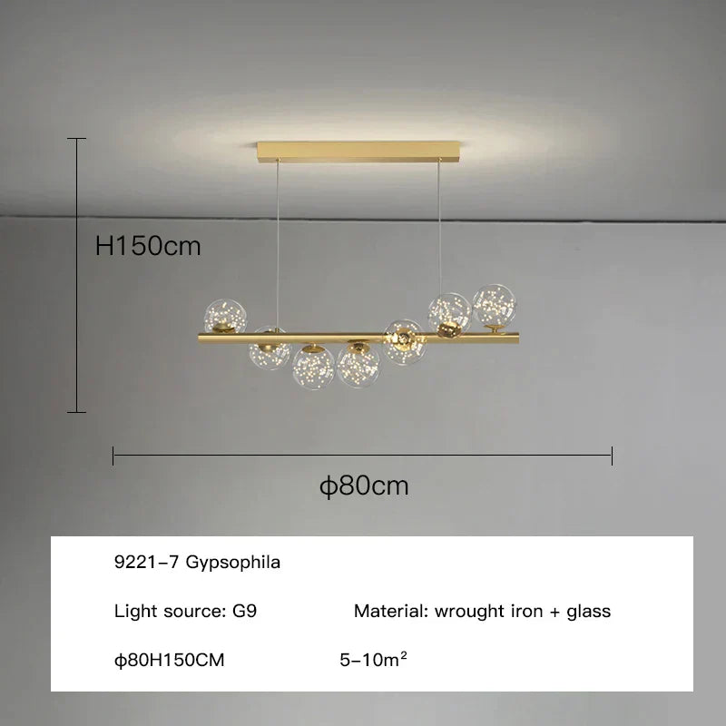 DecorBites™ Glass Ball G9 LED Ceiling Chandelier for Living Dining Kitchen Decor
