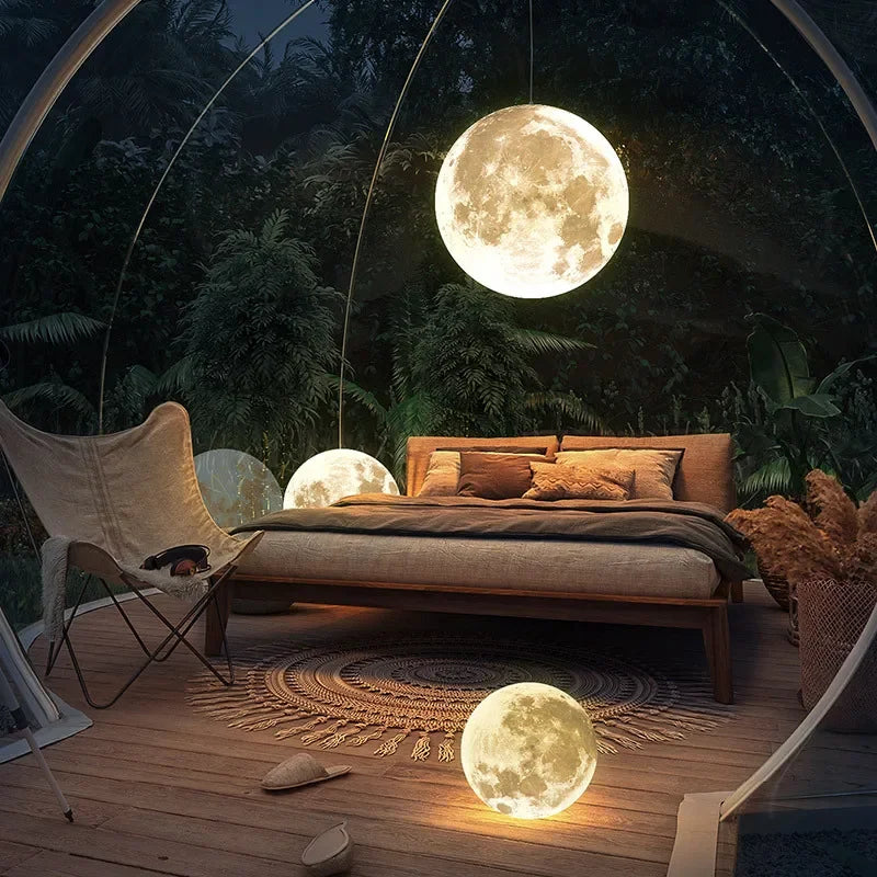 DecorBites™ Full Moon Chandelier: Nordic Retro Ball LED Pendant Light for Creative Home Decoration