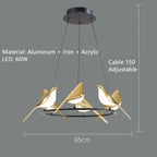 Modern Magpie Bird Pendant Light in Iron Finish