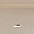 Modern Glass Ring Pendant Light in Iron