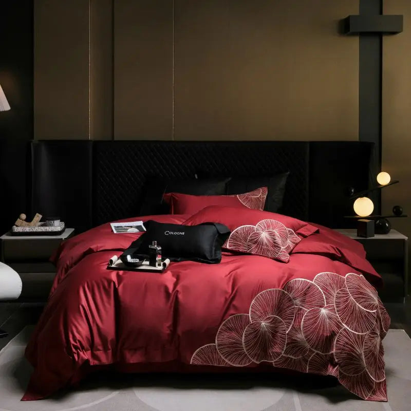 DecorBites™ Embroidered Egyptian Cotton Bedding Set - Queen/King, Luxury Bed Sheet & Pillowcases