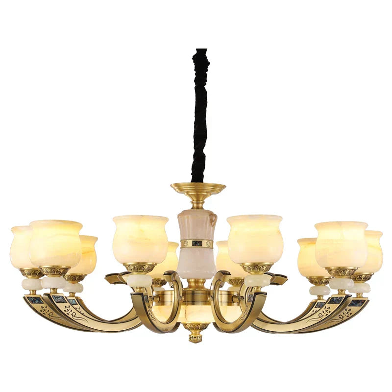 DecorBites™ Copper Jade Pendant Lamp: Modern Chinese Style Dining Room Decor for Villas
