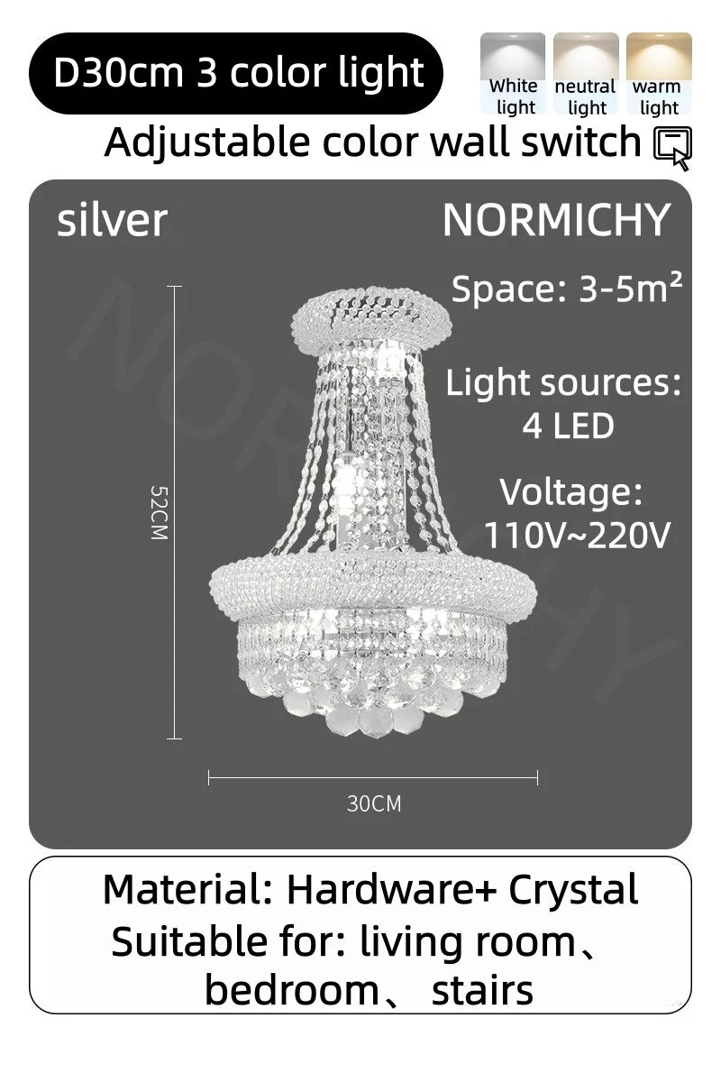 Modern Crystal Staircase Chandelier in Gold or Black