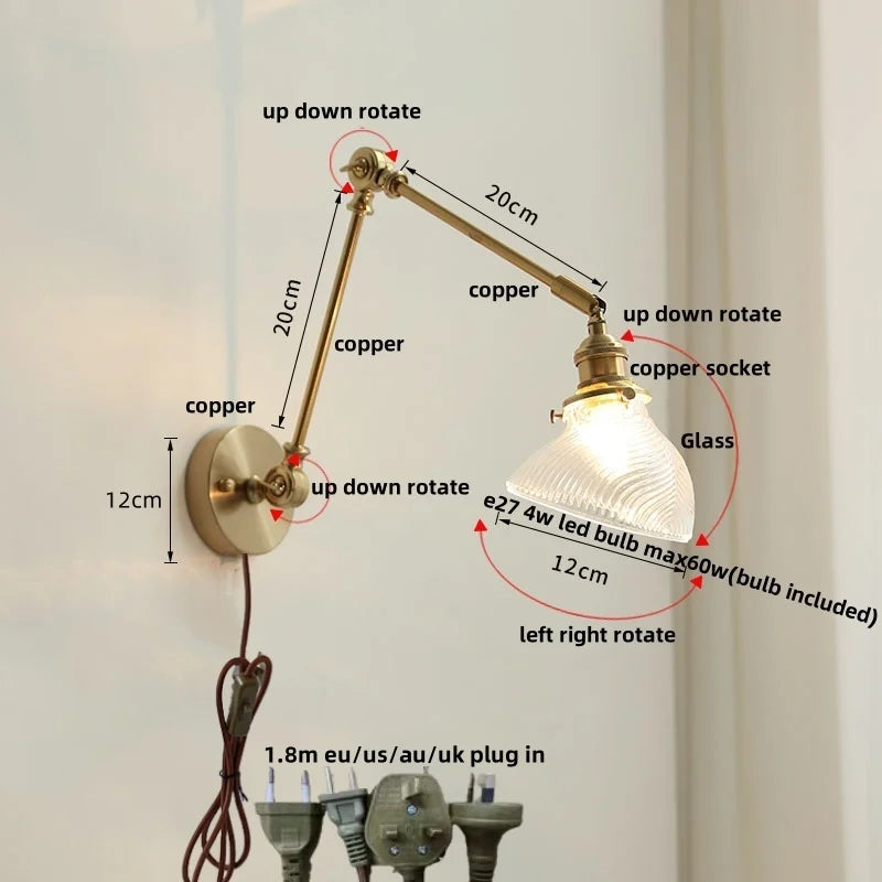 DecorBites™ Ceramic Copper LED Wall Lights with Pull Chain Switch - Nordic Modern Bedside Lamp