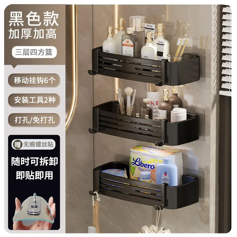 DecorBites™ Corner Shelf Organizer: Wall Mounted Storage Rack for Bathroom and Kitchen