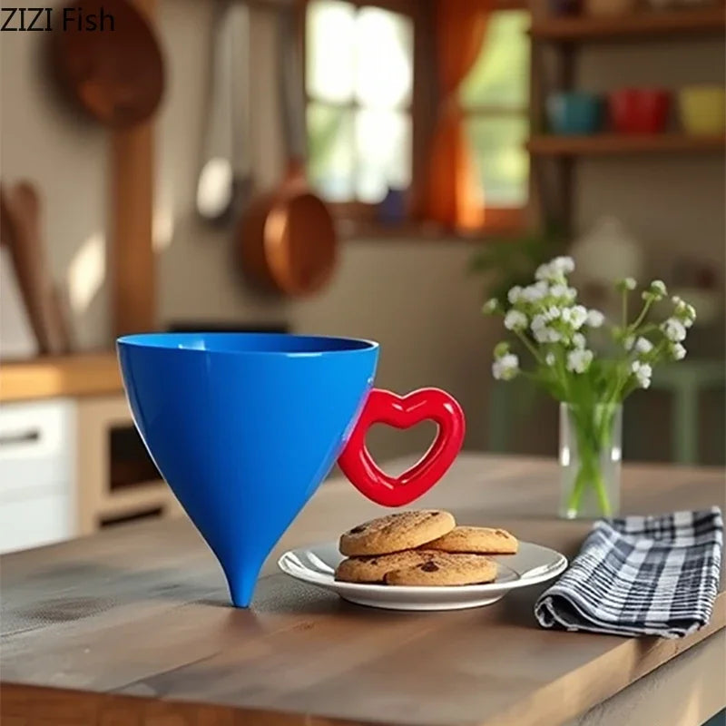 DecorBites™ Heart Ceramic Coffee Mug Tea Cup Set, Conical Dining Table Milk Juice Container