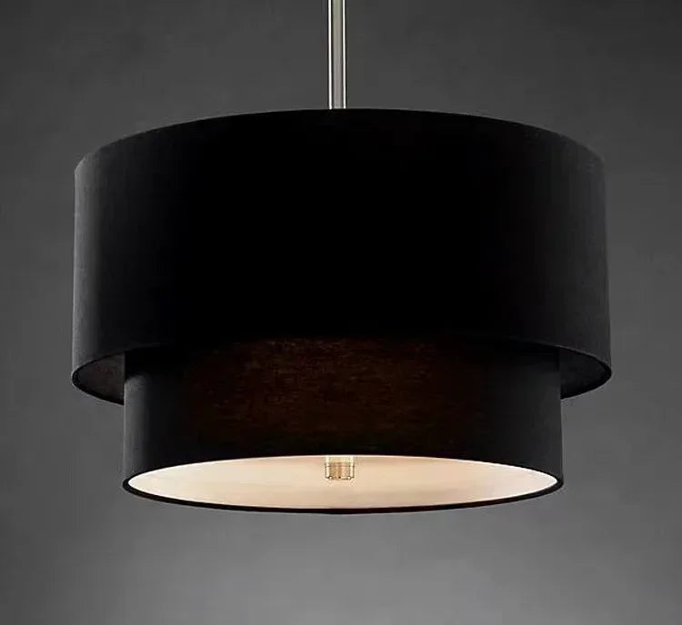 DecorBites™ Double Linen Fabric Pendant Light Drum Lamp - Scandinavian Style Dining Room Bedroom Restaurant
