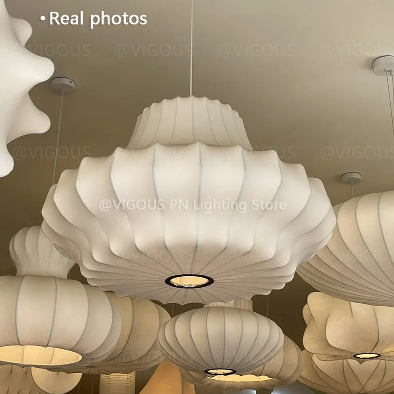 Japanese Wabi-Sabi White Silk Knitted Pendant Light