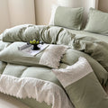 DecorBites™ French Lace Cotton Bedding Set: Duvet, Sheet, Pillowcases, 4Pc