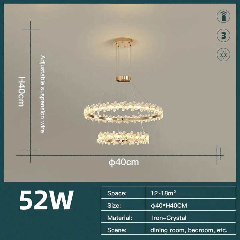 DecorBites™ Crystal LED Chandelier for Home Decor & Luxury Lighting
