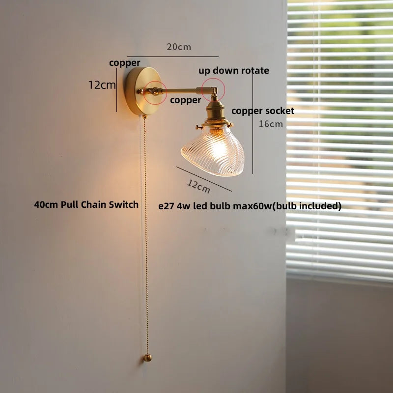 DecorBites™ Ceramic Copper LED Wall Lights with Pull Chain Switch - Nordic Modern Bedside Lamp