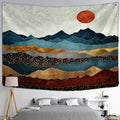 Abstract Mountains Oil Painting Tapestry Wall Hanging for Boho Witchcraft Aesthetics Room Decor by DecorBites™