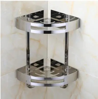 DecorBites™ Gold Stainless Steel Bathroom Corner Shelf - Shower, Shampoo Holder Basket