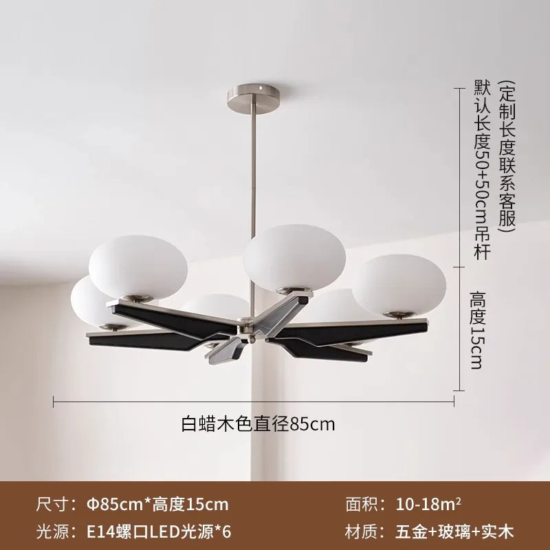 DecorBites™ Cream Wood LED Chandelier, Modern Design for Living Room & Bedroom