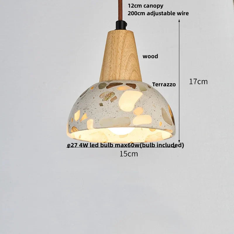 DecorBites™ Terrazzo Stone LED Pendant Lamp for Industrial Loft, Bar, Coffee, Living Room.