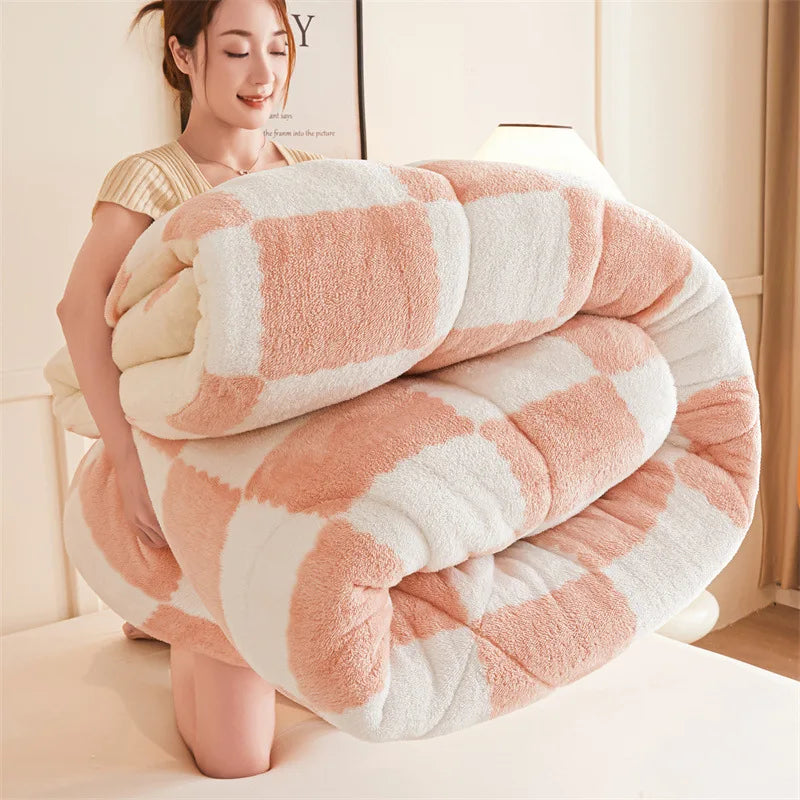 DecorBites™ Cozy Checkerboard Duvet Blanket for Winter Warmth and Comfort