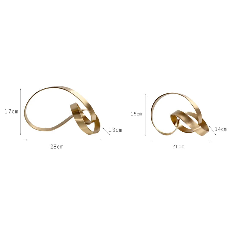 DecorBites™ Abstract Knot Golden Tape Metal Sculpture Figurine for Room Decoration