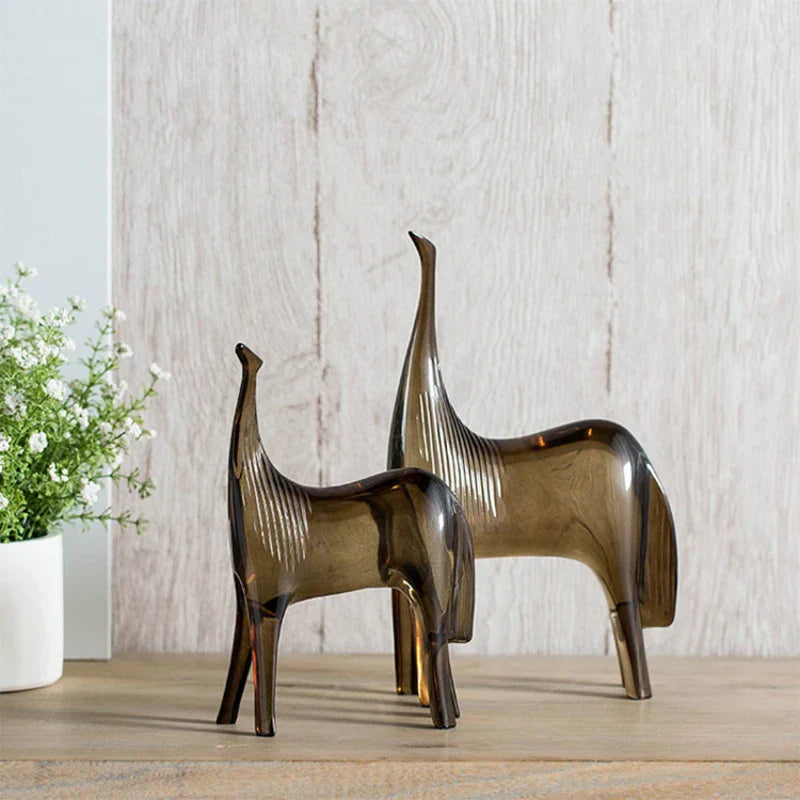 طقم تماثيل زوج الحصان والمهر من DecorBites™ - زينة حيوانات تجريدية لديكور المنزل