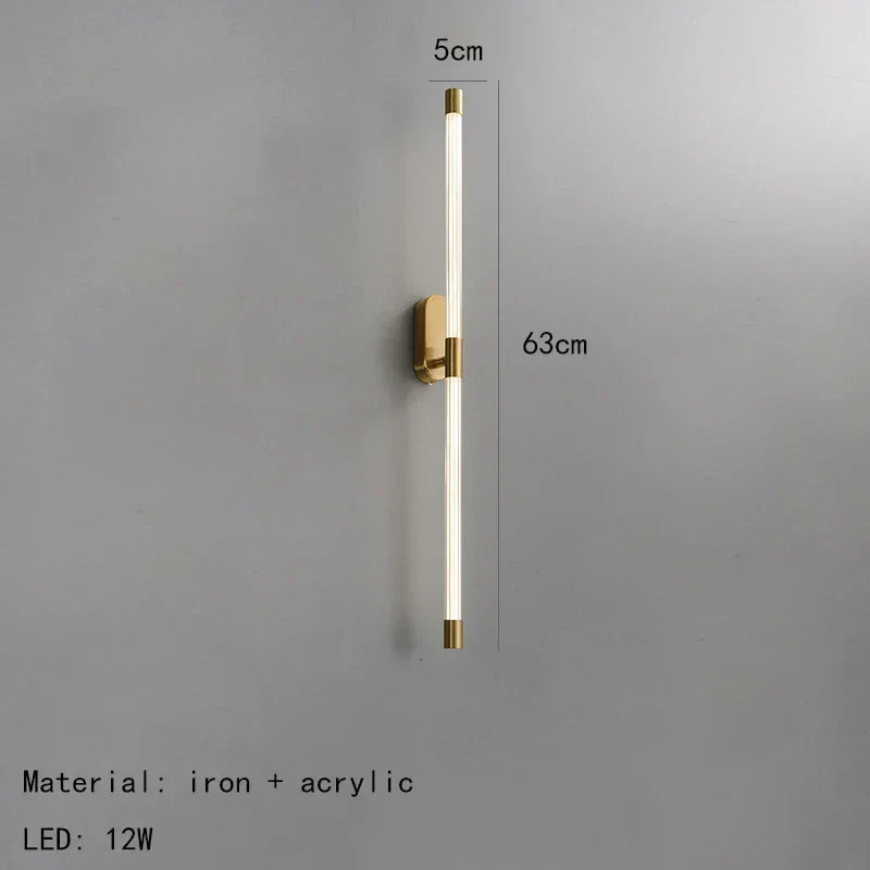 DecorBites™ مصباح حائط LED خطي من الأكريليك قابل للتعتيم ذهبي وأسود معدني لغرفة المعيشة وغرفة النوم