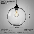 Handmade Glass Nordic Pendant Light With Chrome Finish