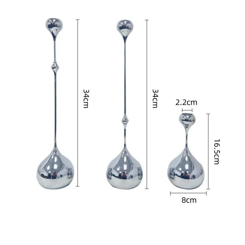 DecorBites™ حامل شمعدان على شكل قطرة ماء هندسية ذهبية، منظم مكتبي، قطع مركزية لحفلات الزفاف