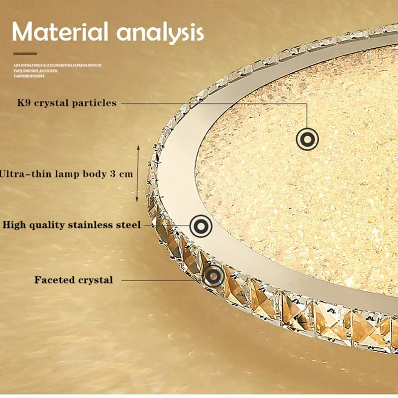 DecorBites™ Crystal Round Ceiling Lamp Elegant LED Lighting for Bedroom & Living Room