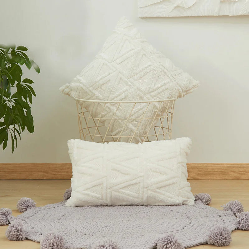 DecorBites™ Embroidered Diamond Cushion Cover for Modern Living Room Decor