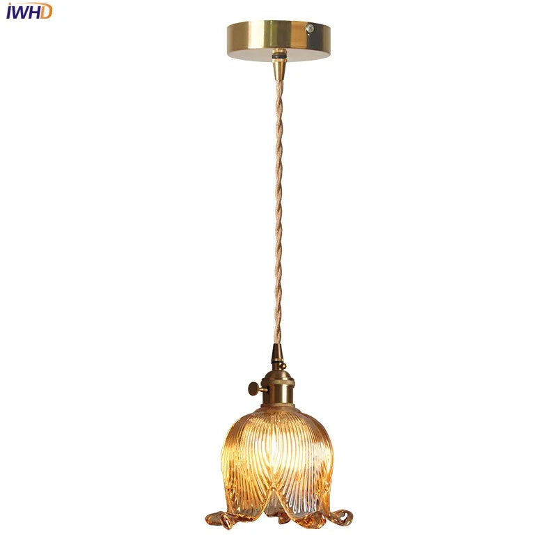 DecorBites™ Copper Glass LED Pendant Light - Modern Adjustable Hanging Fixture for Home deco