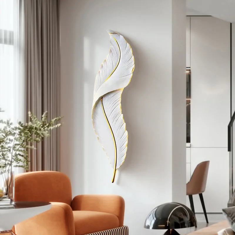 أباليك حائط ريش LED من DecorBites™ لديكور غرف المعيشة والنوم والفنادق والممرات