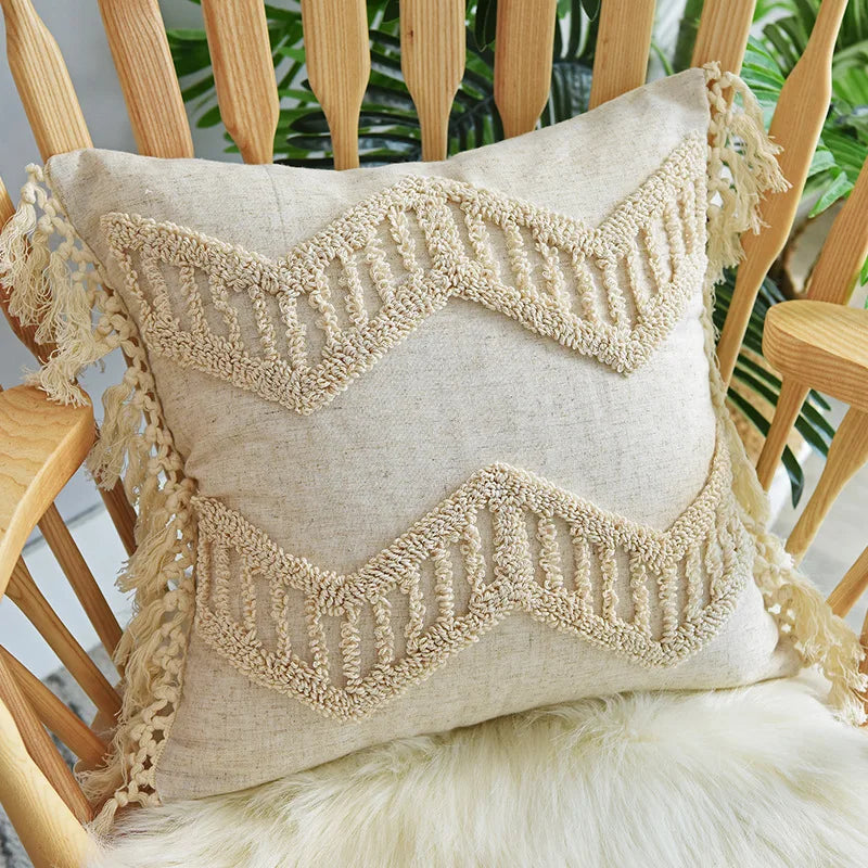 DecorBites™ Handmade Geometric Tufted Pillowcase Set - Modern, Minimalist, Indian-Inspired Cushion Covers