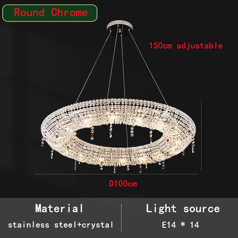 DecorBites™ Crystal Oval Chandelier with LED Lights for Modern Luxury Living Spaces