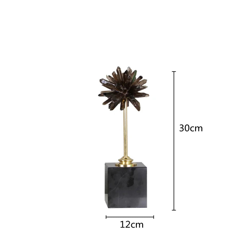 DecorBites™ Crystal Handicraft Artificial Flower Metal Figurine Home Decor Accessory